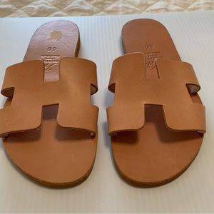 Iris Genuine Leather Handmade H Slides, Size 40